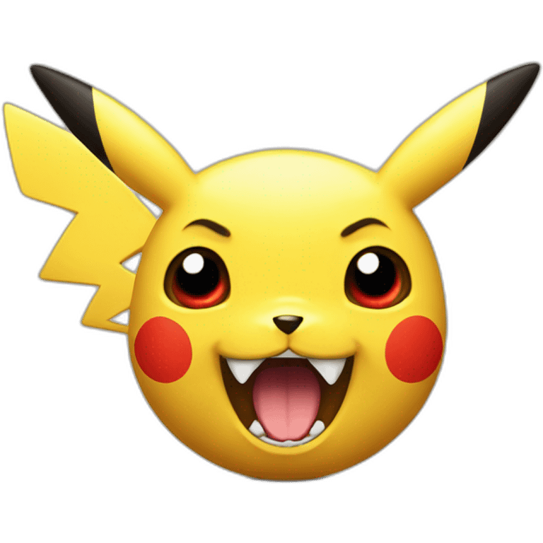 Pikachu with sharp teeth and red eyes emoji