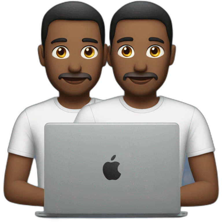 two tech guys working on a laptop emoji