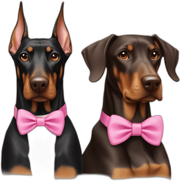 doberman-with-a-pink-bow-tie,-with-a-white-doberman-on-its-left-and-a-brown-doberman-on-its-right emoji