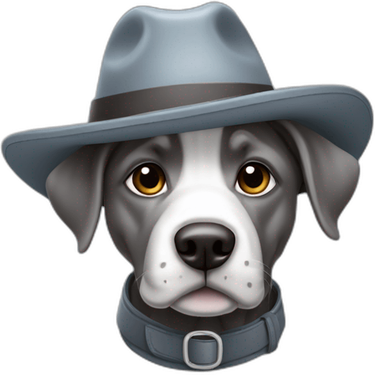 Un chien avec un chapeau gris emoji