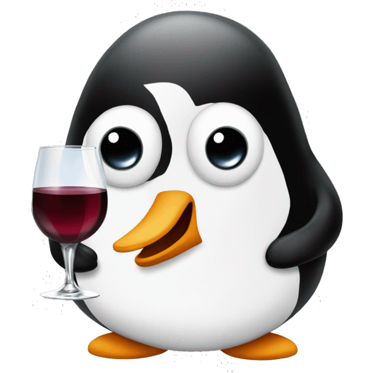 Un pingüino con traje sosteniendo una copa de vin emoji