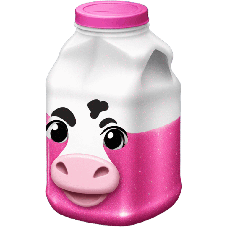 Hot pink gallon of milk with glitter and cow on it emoji