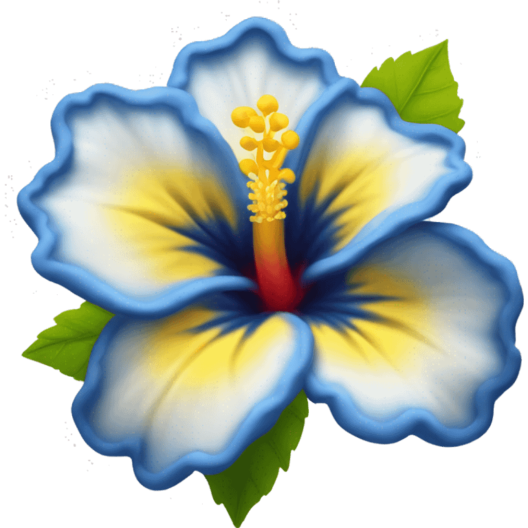 Blue with white in the middle and yellow in the inside hibiscus flower emoji