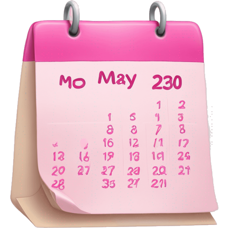 Pink Calendar with a heart and the date as May 30  emoji