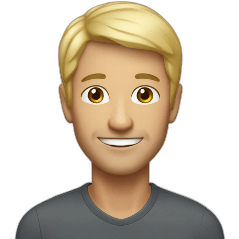 a man 55 years old blond very short hair smiling thin emoji