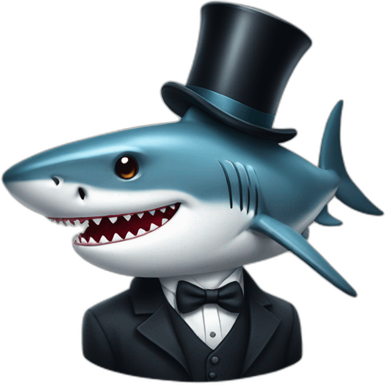 Shark with a top hat emoji