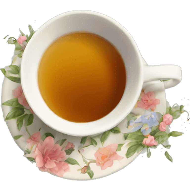 create a cozy cup of tea the cup should be floral  emoji