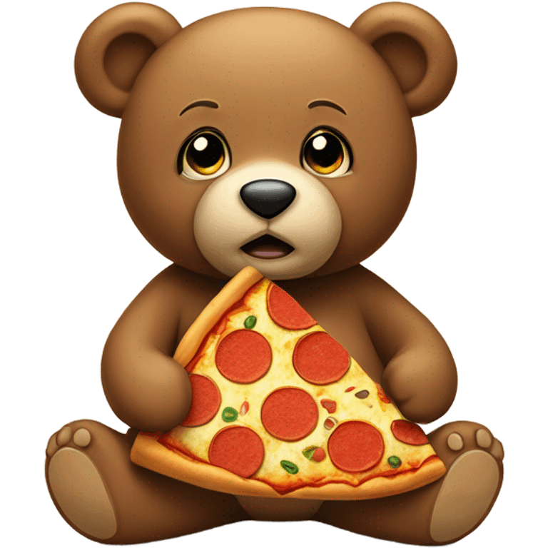 Teddy bear eating pizza emoji