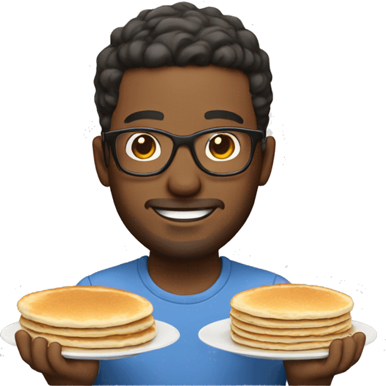 Guy with glasses making pancakes  emoji