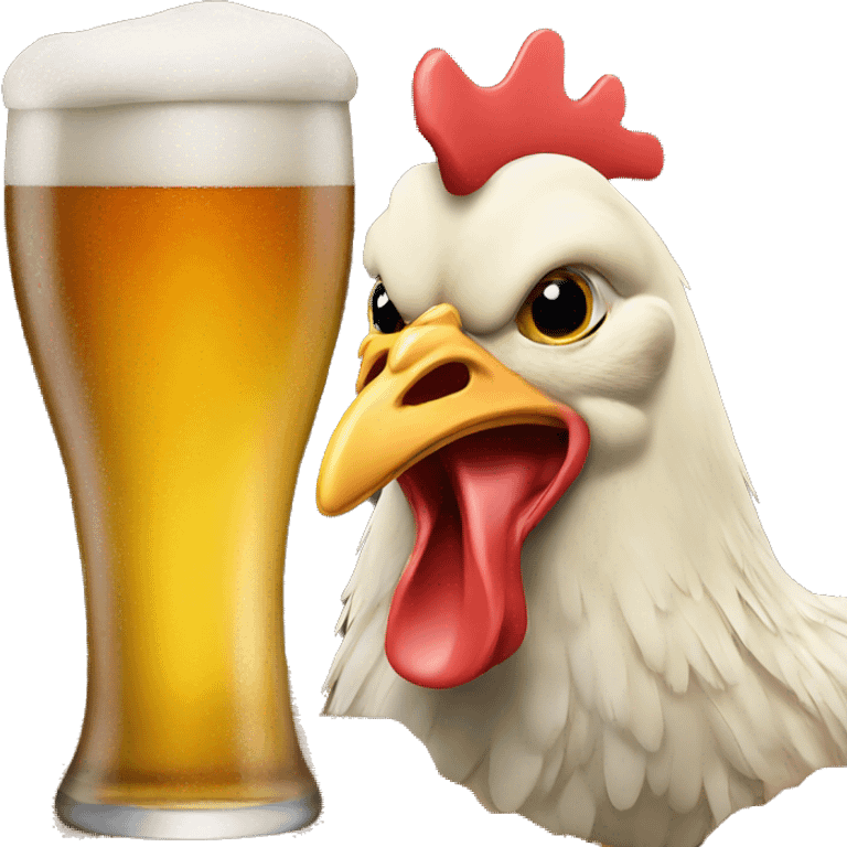 A chicken sipping on a beer. emoji