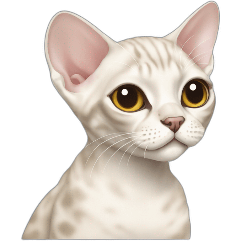 Seal color Devon Rex cat with white paws emoji