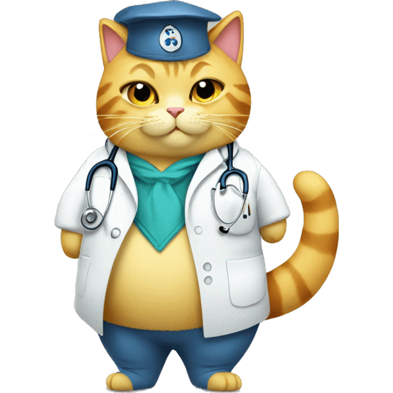 Fat yellow female cat dressed as a doctor  emoji