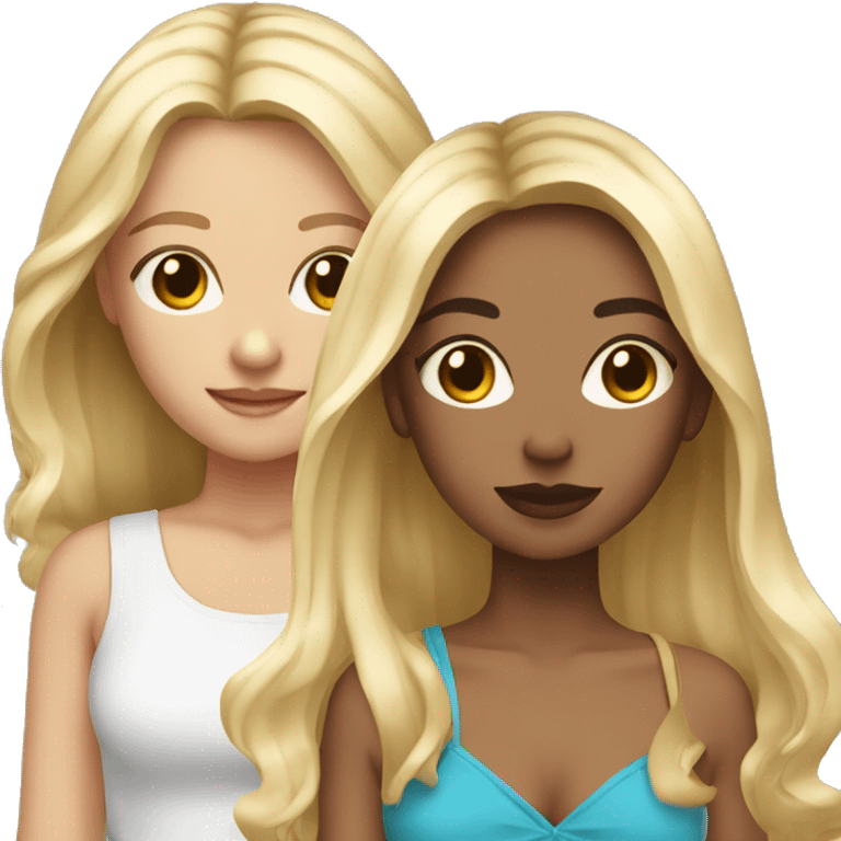 Two besties one with blonde hair and one with light brown hair go for shopping emoji