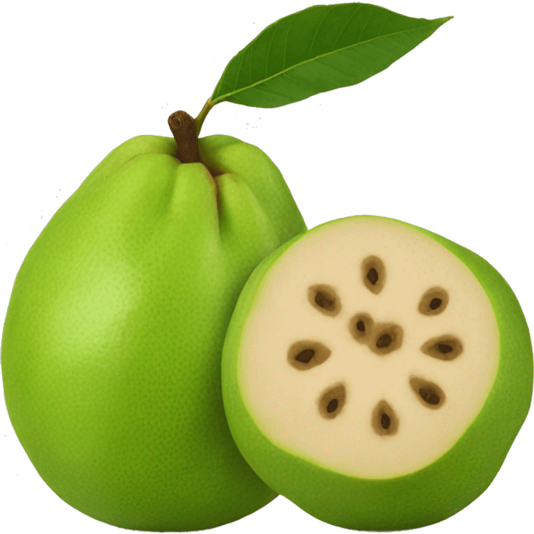 two guavas one of them is cut emoji