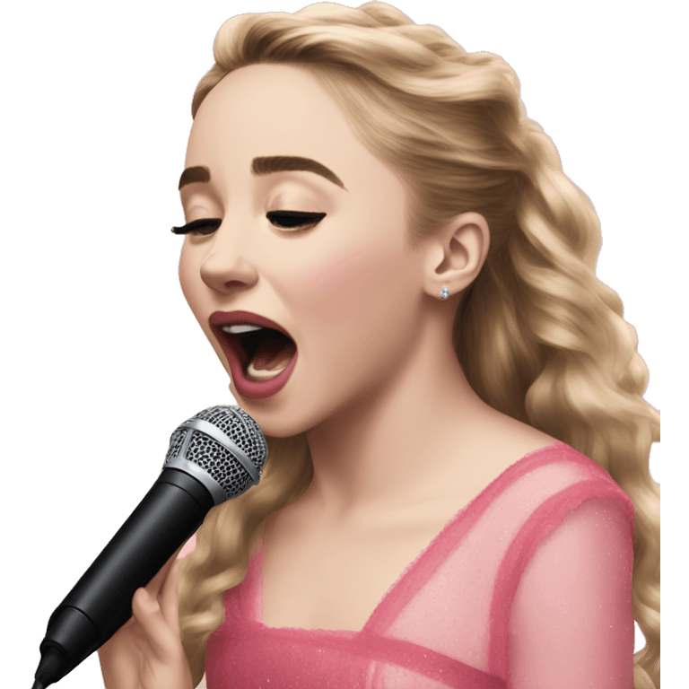 Sabrina carpenter singing with pink dress emoji