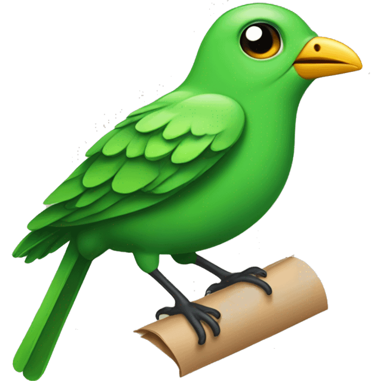 a green bird carrying the sticker with the words @reached in its beak emoji