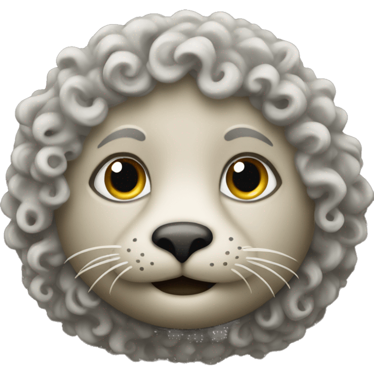 a seal with curly hair emoji