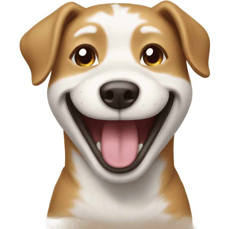 Tan and white laughing dog emoji