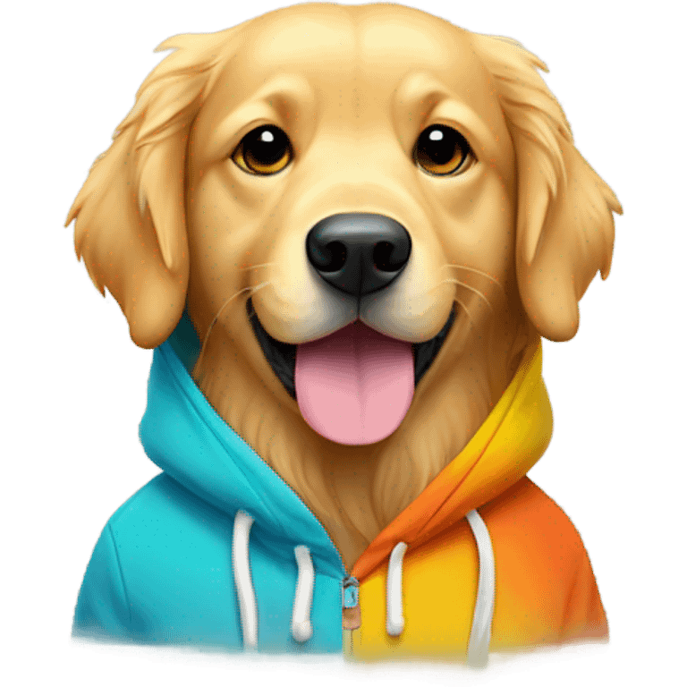 Golden retriever wearing a hoodie emoji