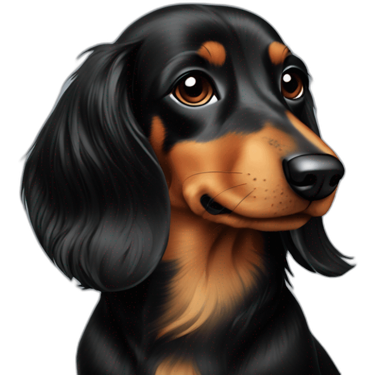 a black and tan long haired dachshund emoji