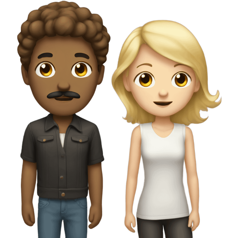 brown-haired boy with mustache with blonde girl emoji