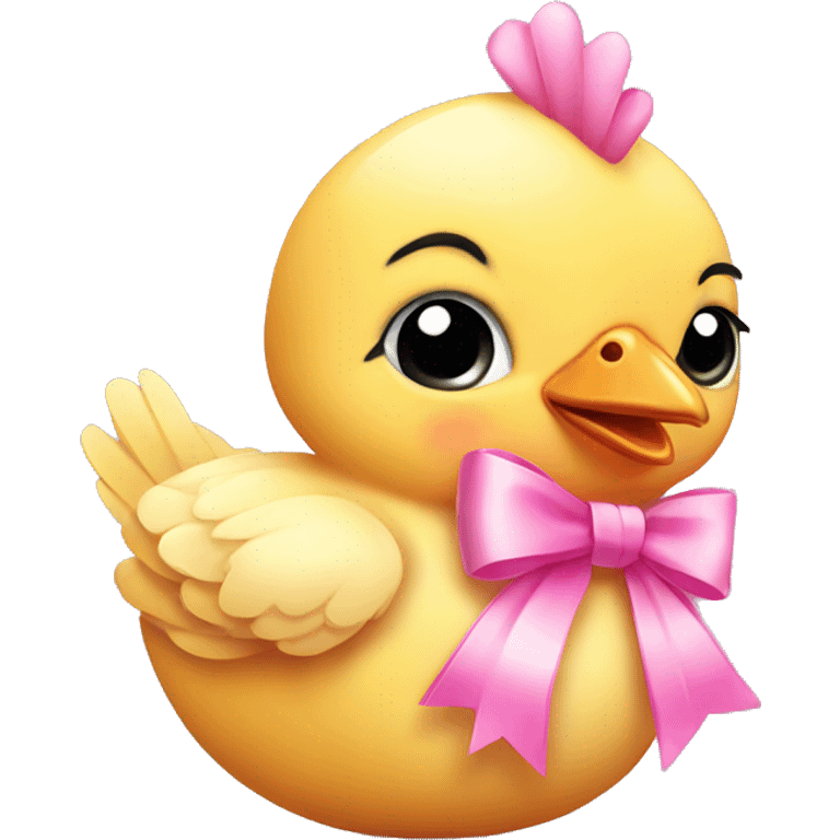 Baby chicken with pink bow emoji