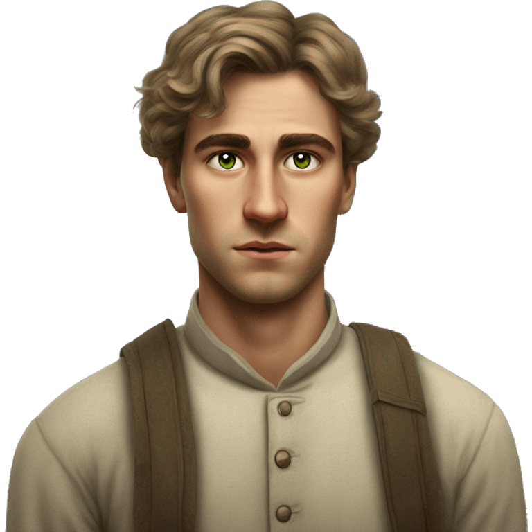 25 year old green eyed peasant during the 1917 revolution in russia photorealistic serious emoji