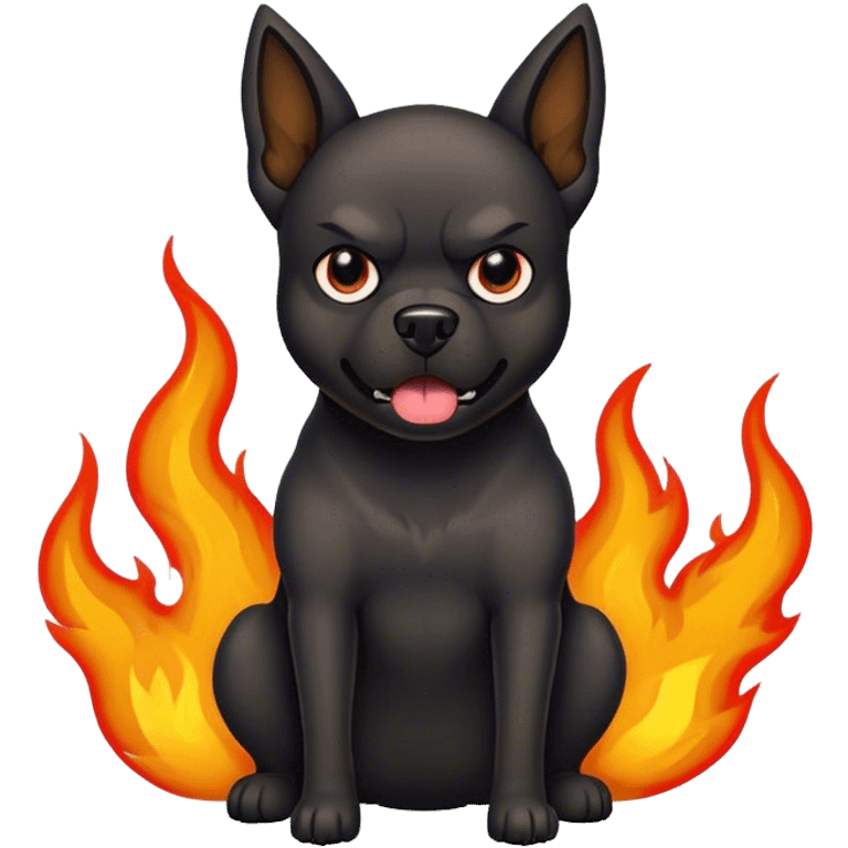 black angry Dog on fire emoji