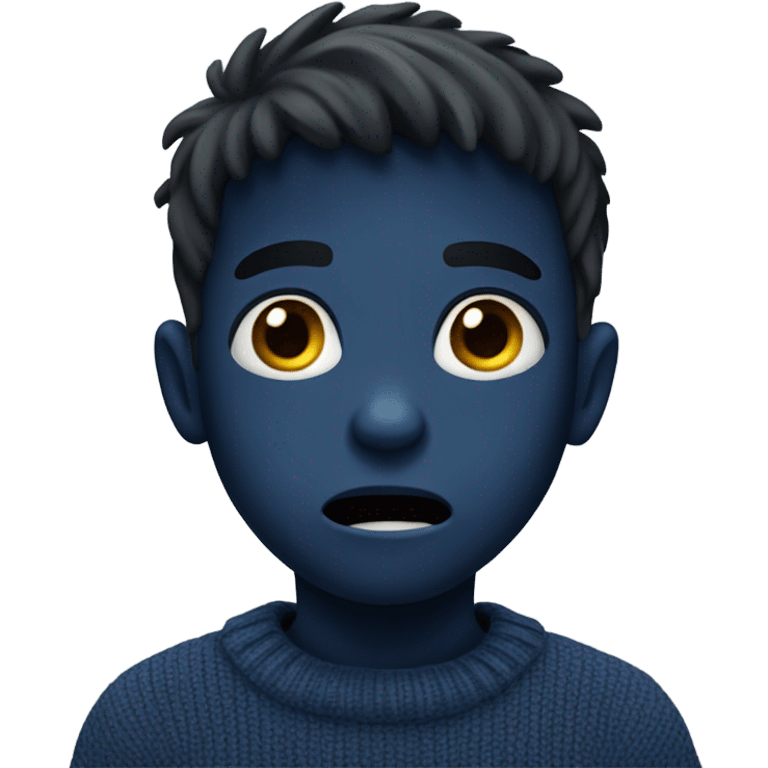 terrified boy in a dark blue sweater emoji