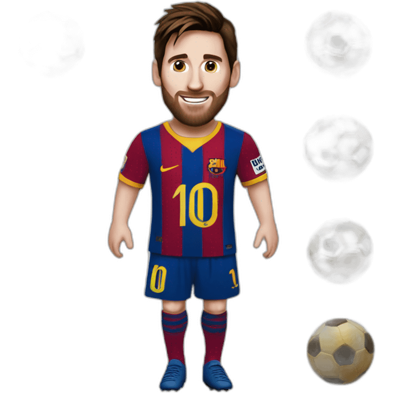 Messi with 8 golden footballs emoji