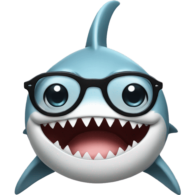 cute shark with eyeglasses and bun emoji