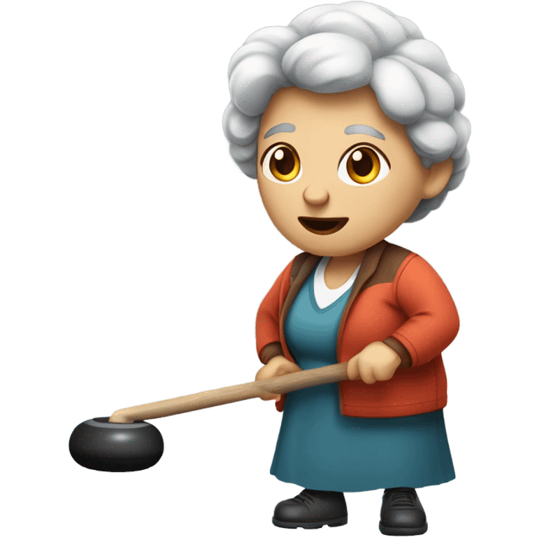 Old woman curling sport emoji