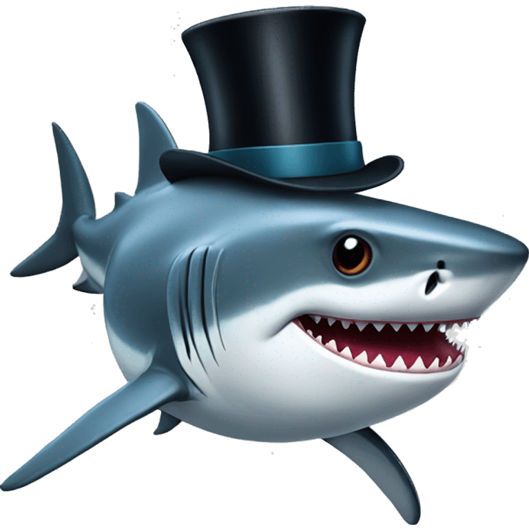 Shark with a top hat emoji