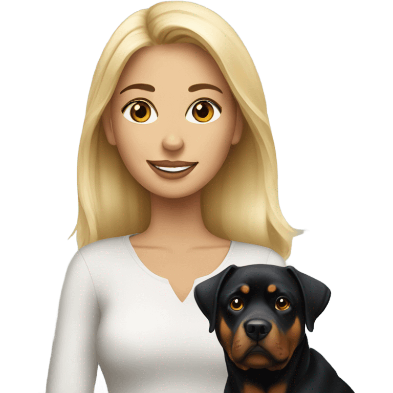 Pretty blonde woman with Rottweiler  emoji