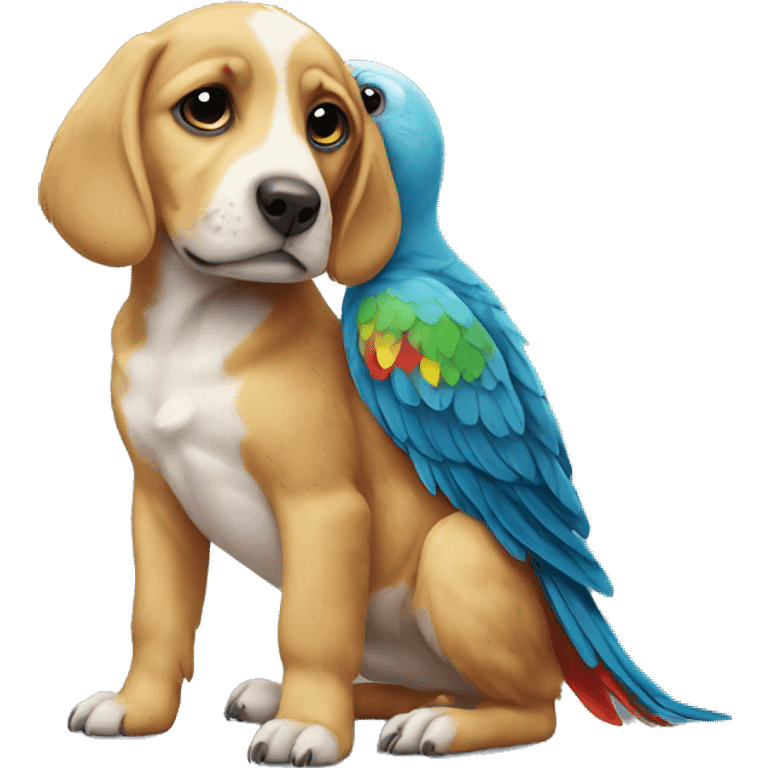 Parrot on a puppy emoji