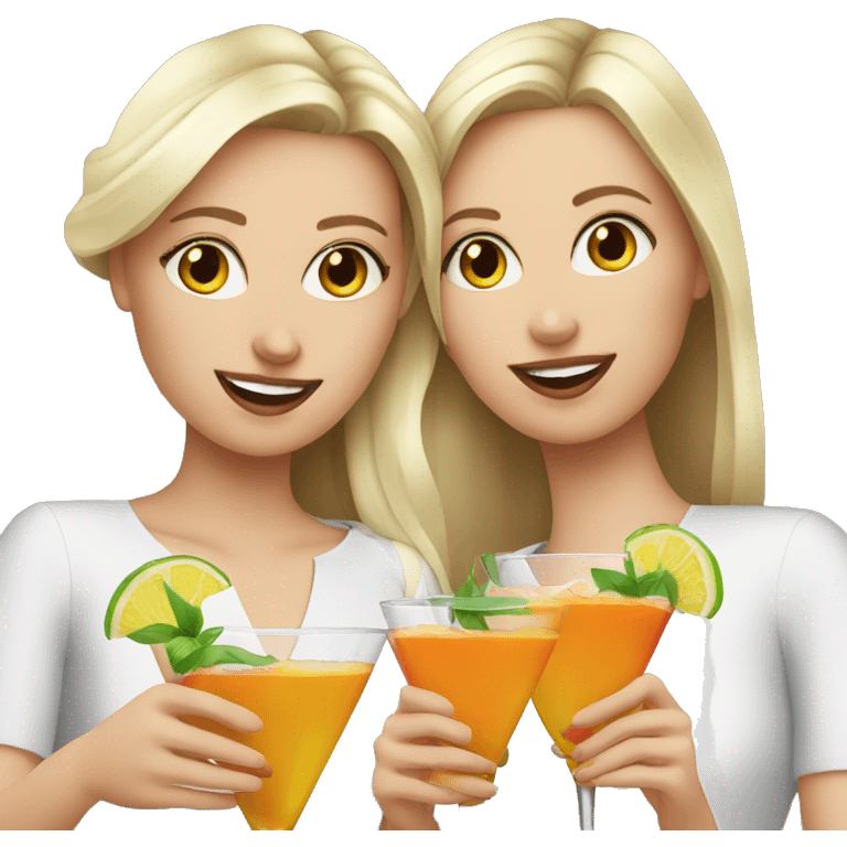 3 white girls drinking cocktails emoji