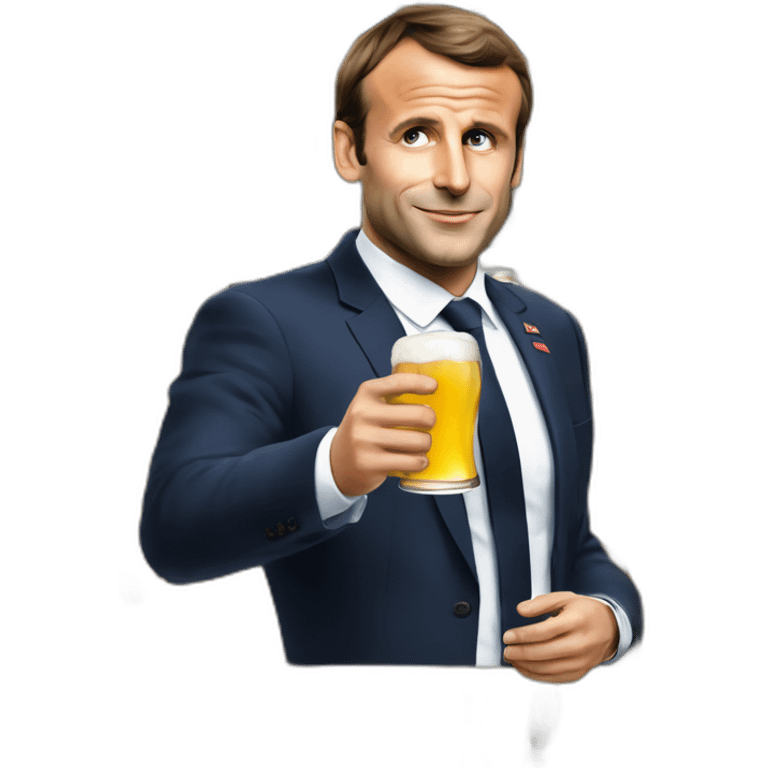 Emanuel Macron qui boit une bière emoji