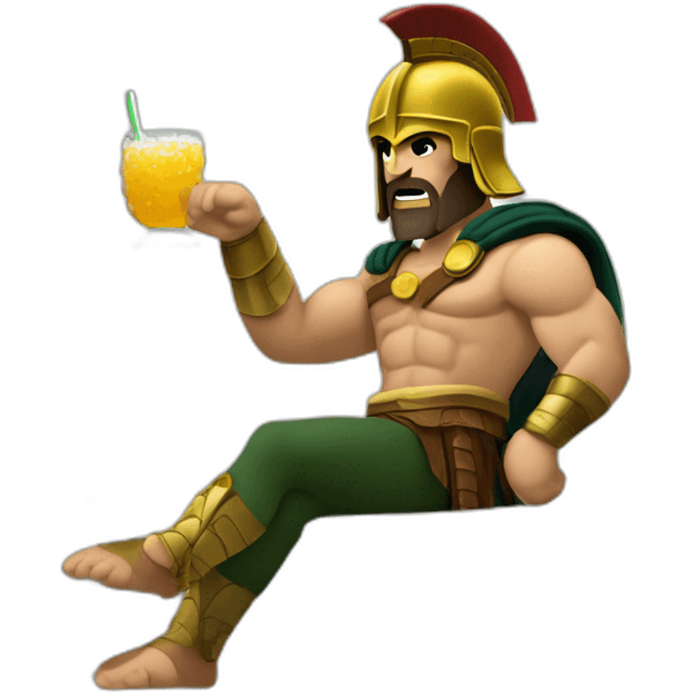 A  spartan Leonidas drinking a relaxed coktail on a sofa emoji