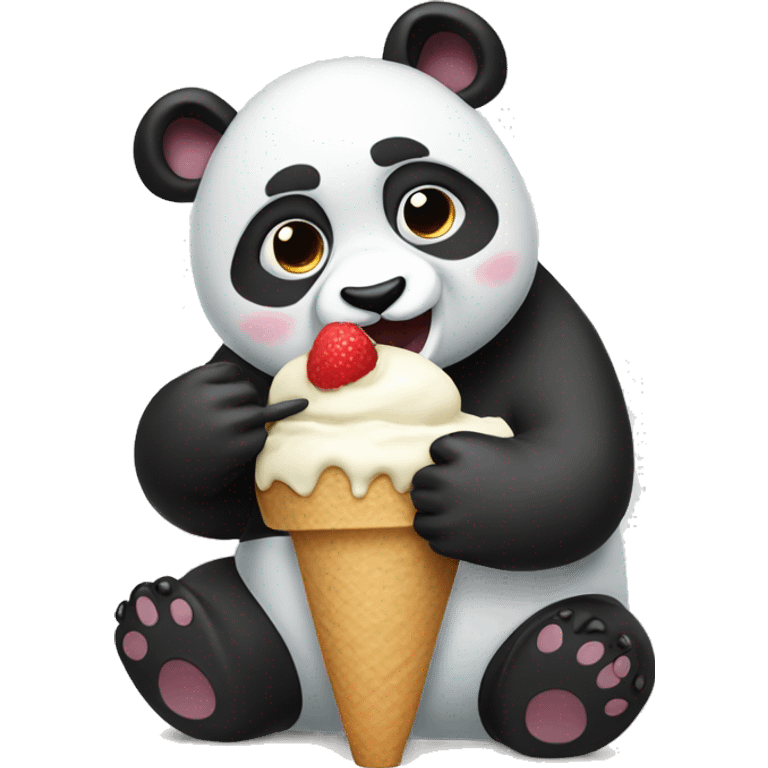 Panda eating ice cream emoji