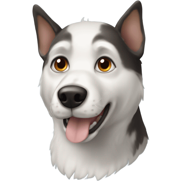 a terrier dog with husky eyes emoji