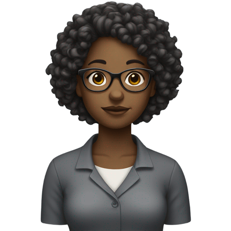 black girl with curly hair and glasses emoji