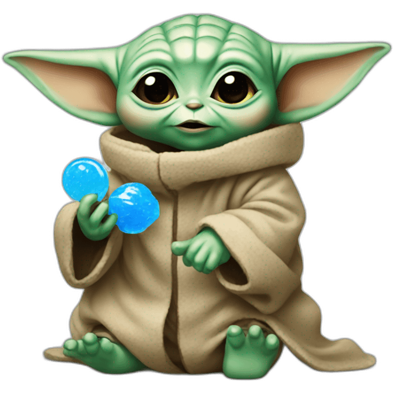 Baby yoda eating blue candy emoji