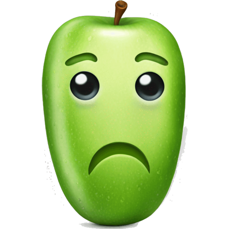 Apple type emoji wearing cucumbers on there eyes with a straight face emoji