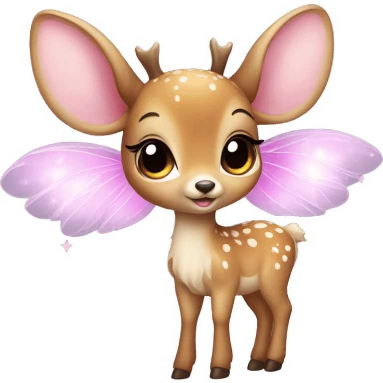 baby deer with fairy wings and a pink bow around its neck  emoji