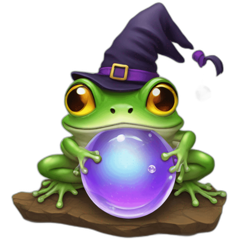 Witch frog with crystal ball emoji