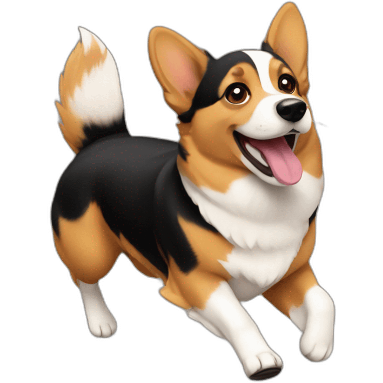 black and tan corgi running emoji