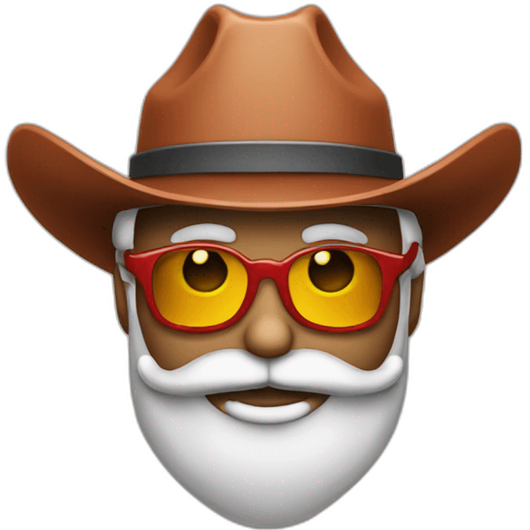 Santa Claus with shades and a cowboy hat emoji