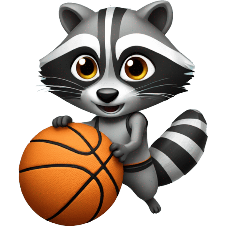 Raccoon playing basketball emoji