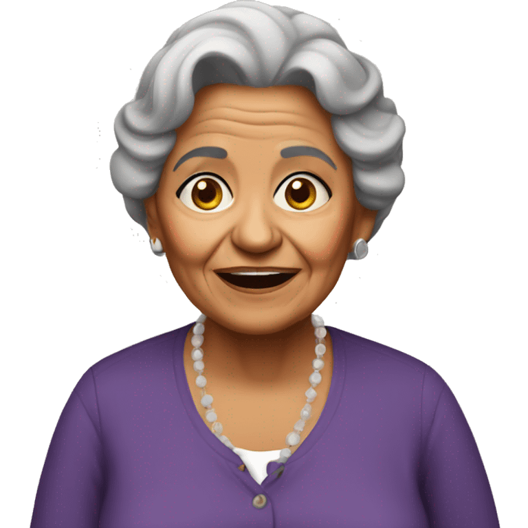 Old latino lady with iphone emoji