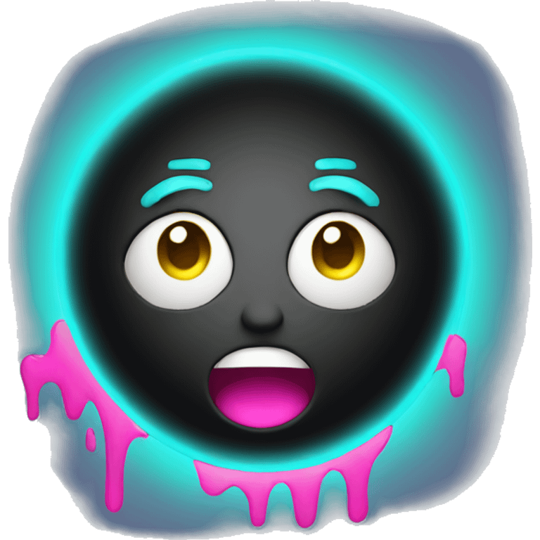 Shocked face with bright pink and turquoise glow around it emoji